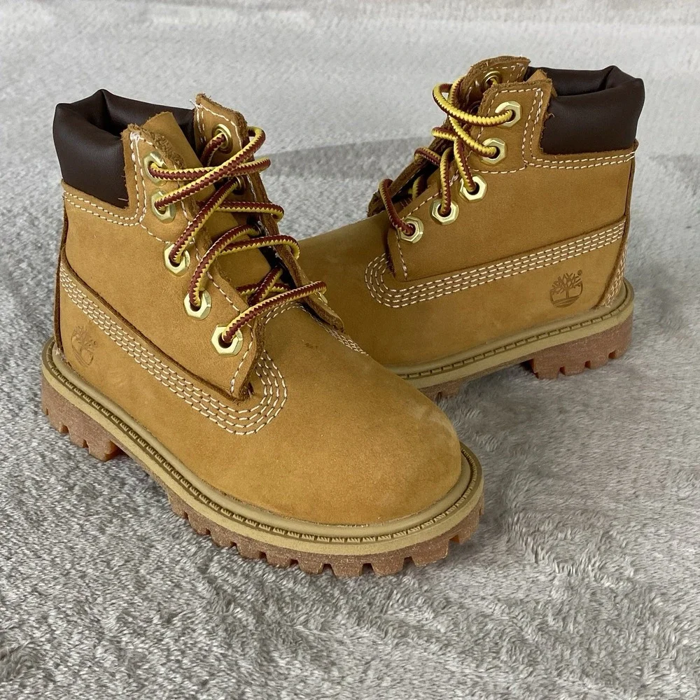 Timberland Premium 6 inch Toddler Baby Boots Size 6 Wheat Nubuck Waterproof NEW